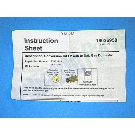 Whirlpool WP33002924 Whirlpool LP Conversion Gas WP33002924